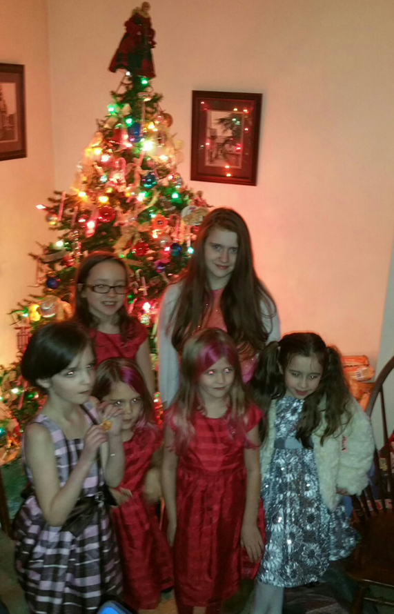 2015 KELLEY FAMILY POLLYANA CHRISTMAS PARTY - JULIEANNA-SAVYA-MEGAN-HELENA-KADIE-ANARI