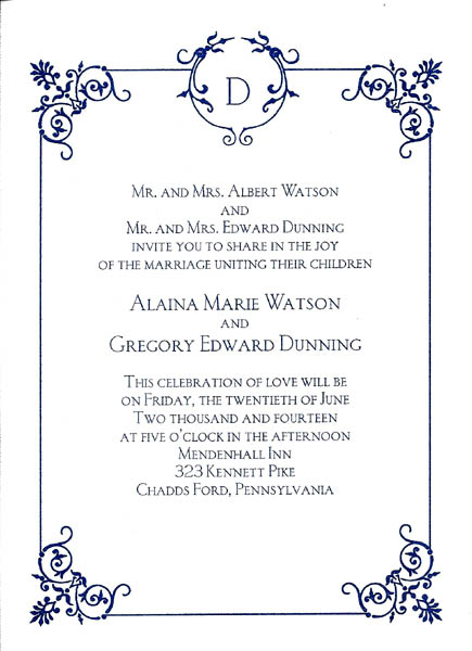Greg and Alaina Wedding Invitiation - smaller