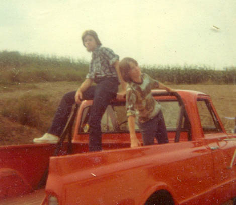 Jack & Jim in back of Nick Panco's truck - mid-70's