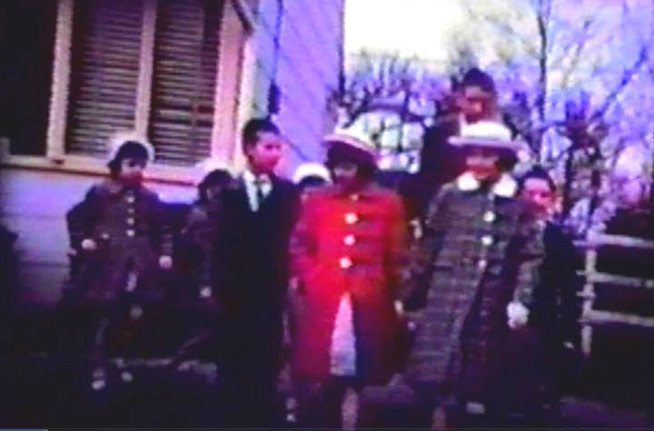 BIG EIGHT MARION AND DAVE KELLEY KIDS FROM AN OLD FAMILY MOVIE SCREENSHOT - 1950s