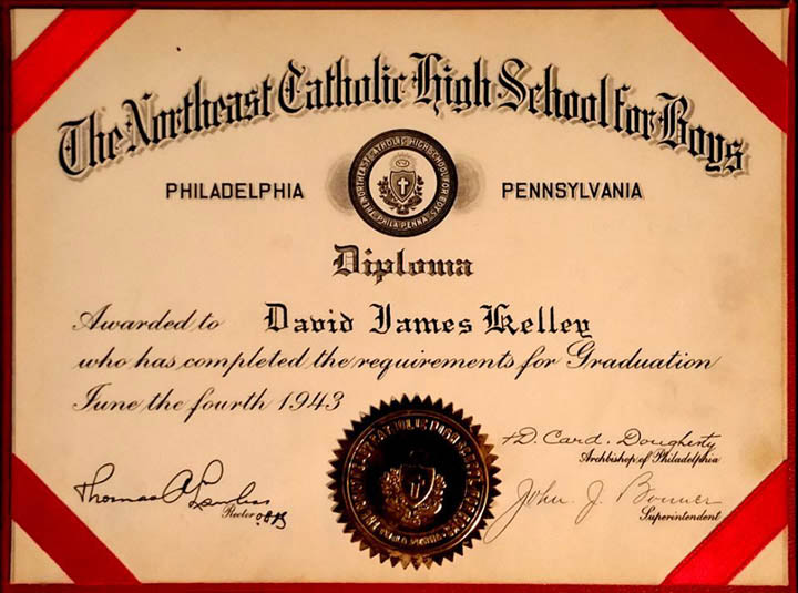 DAVE KELLEY HIGH SCHOOL DIPLOMA 1943