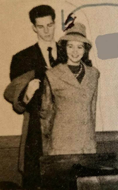 DAVE KELLEY HIGH SCHOOL YEARBOOK PHOTO WITH HIS PROM DATE NAMED DOTTIE 1943