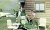 Grandmother Elsie McMullen Meyer Morgan next to her home with Uncle Harry Meyer- Mom-and oldest brother Tommy in the early 1950s