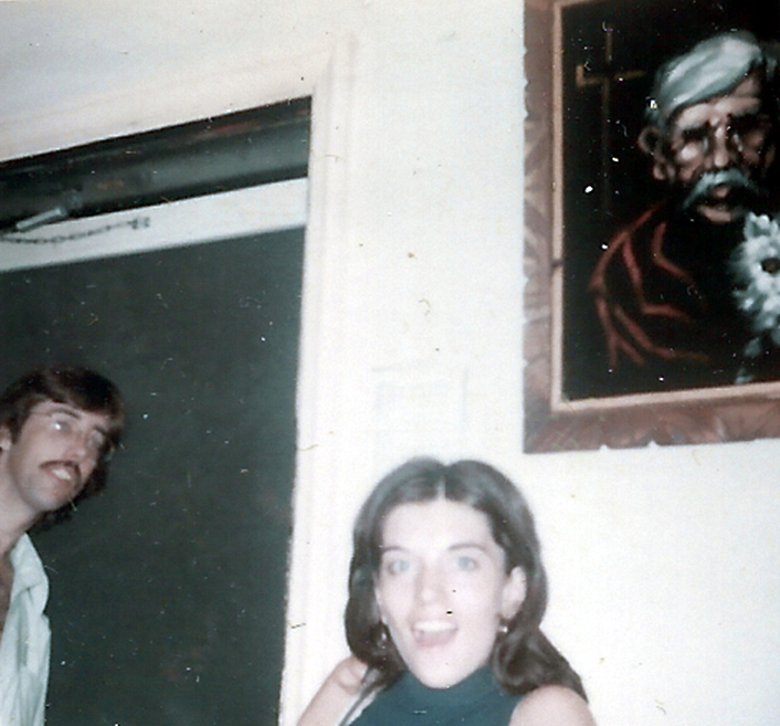 CISSY AND DANNY KELLEY CHRITMAS IN DADS LIVING RM VILONE VILLAGE EARLY 1970s