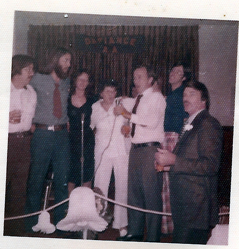 DAVE KELLEY - DAN - MR WILLIAMS - GRANDMOM MORGAN MICK - TOM - SINGING AT FAMILY DEFIANCE WEDDING IN EARLY 1970s