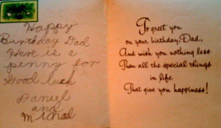 DAN AND MICK BIRTHDAY CARD TO THEIR FATHER