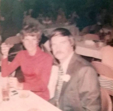 DAVE KELLEY WITH GIRLFRIEND MARY AT WEDDING 1970S