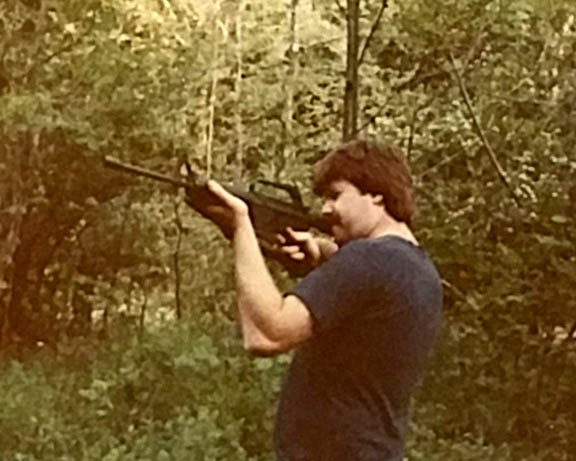 JIM KELLEY WITH AN ASSAULT RIFLE IN WEST VIRGINIA CAMPING TRIP 1980S