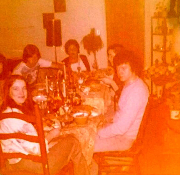 MAUREEN AND JOHN WOJNISZ WITH HER MOTHER AND BROTHER JIM ON THANKSGIVING MID 1970S