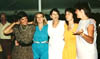 KATHY KELLEY WITH HER SISTERS AT HER WEDDING IN THE MID 1980S